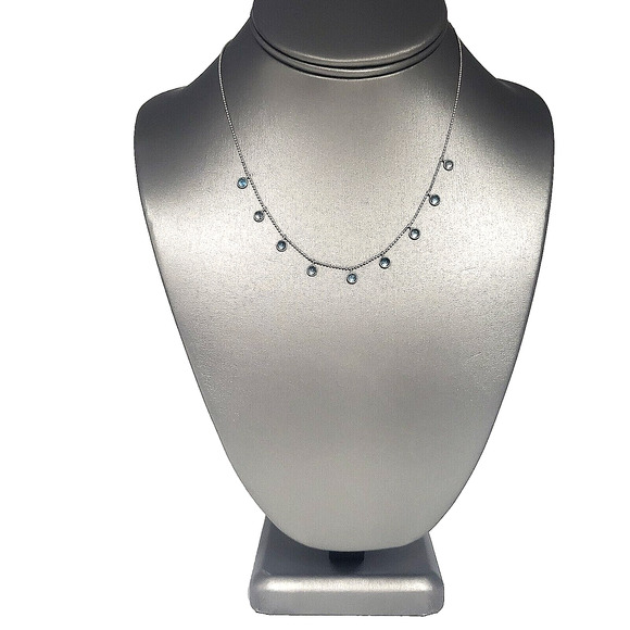 14k Princess white Gold beaded necklace 16in, 2.3g - Picture 2 of 11